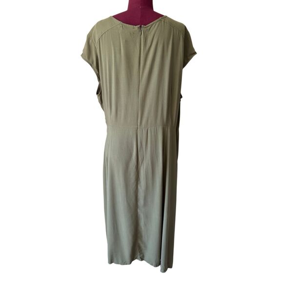 NEW Maeve Anthropologie Rayna faux Wrap Dress size 16 Olive Green - Picture 3 of 8
